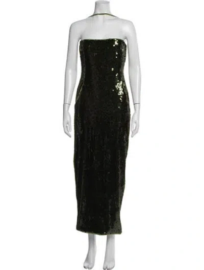 Pre-owned Paris Georgia Patterned Long Dress In Black