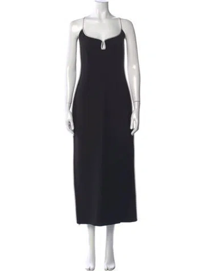 Pre-owned Paris Georgia Plunge Neckline Long Dress In Black