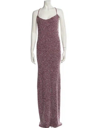Pre-owned Paris Georgia Printed Long Dress In Purple