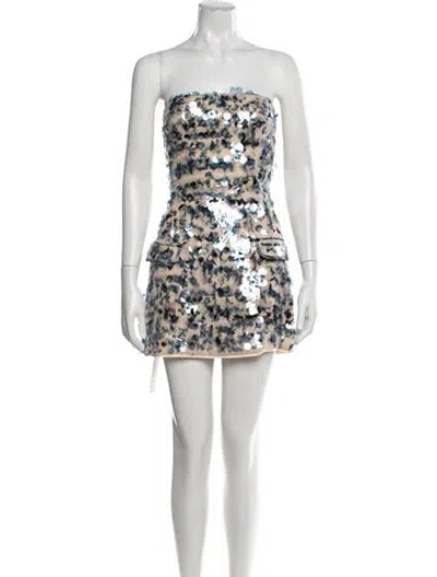 Pre-owned Paris Georgia Printed Mini Dress W/ Tags In White