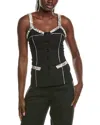 Paris Georgia Python Wool-blend Bodice Top In Black