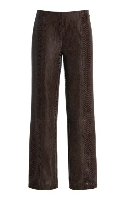 Paris Georgia Python-embossed Leather Straight-leg Pants In Burgundy