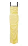 Paris Georgia Raf Cowl Satin Dress In Yellow
