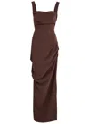 Paris Georgia Raf Gathered Maxi Dress In Brown