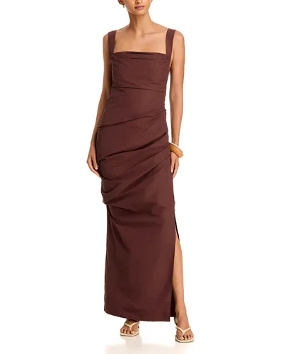 Paris Georgia Raf Square Neck Drape Dress In Brown