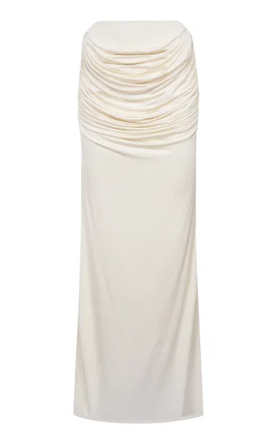 Paris Georgia Raffy Draped Maxi Skirt In White