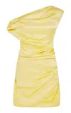 Paris Georgia Remmy Asymmetric Satin Mini Dress In Yellow