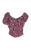Paris Georgia Rio Off-the-shoulder Ruffled Silk Top In Burgundy