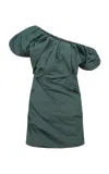Paris Georgia Rio Ruched Cotton Mini Dress In Green
