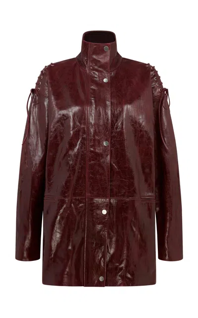 Paris Georgia Rocket Biker Leather Jacket In Red