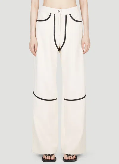 Paris Georgia Contrast-trim Straight Pants In Neutral