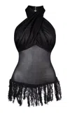 Paris Georgia Romeo Knitted Fringed Top In Black