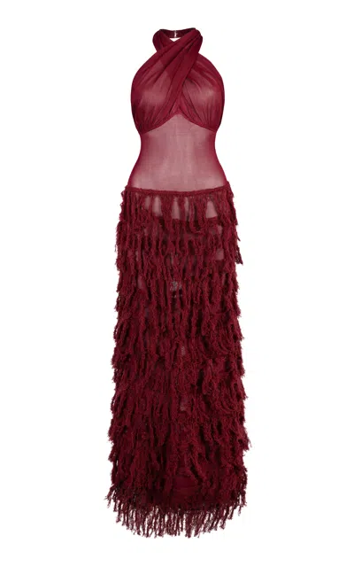 Paris Georgia Romeo Ruffled Knit Dress In Red