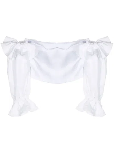 Paris Georgia Ruffle Bodice Top In 白色