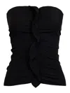 Paris Georgia Minimal Ruffled Stretch Tube Top In Black