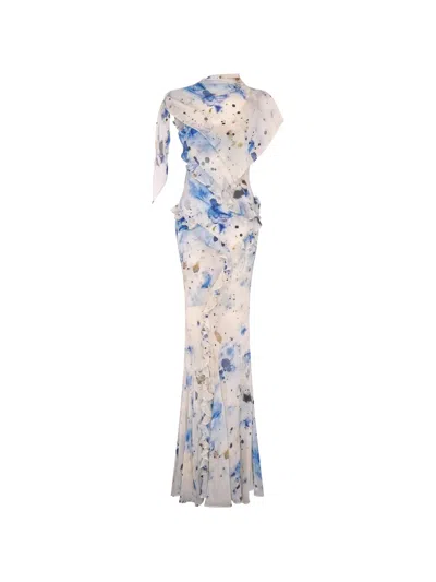 Paris Georgia Ruffled Printed Maxi Dress In Neutral