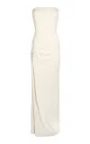 Paris Georgia Ruth Draped Slinky Knit Maxi Dress In Ivory