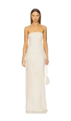 Paris Georgia Ruth Draped Slinky Knit Maxi Dress In White