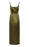 Paris Georgia Sammy Fitted Satin Midi Dress In Green