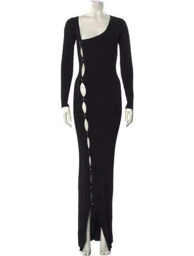 Pre-owned Paris Georgia Scoop Neck Long Dress In Black