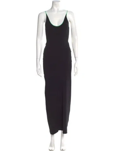 Pre-owned Paris Georgia Scoop Neck Long Dress In Black