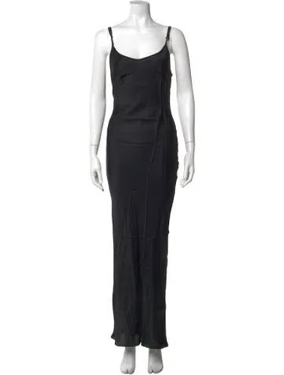 Pre-owned Paris Georgia Scoop Neck Long Dress In Black
