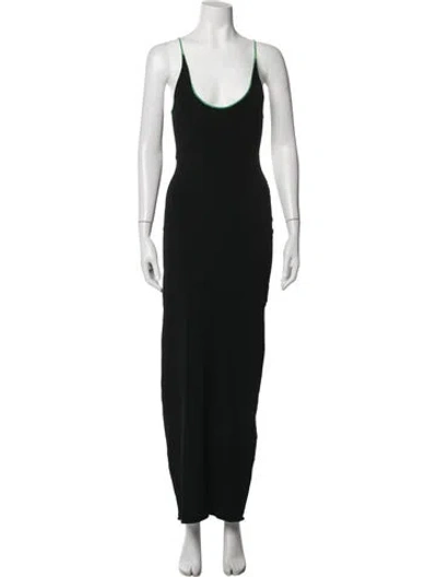 Pre-owned Paris Georgia Scoop Neck Long Dress In Black