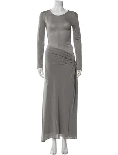 Pre-owned Paris Georgia Scoop Neck Long Dress In Gray