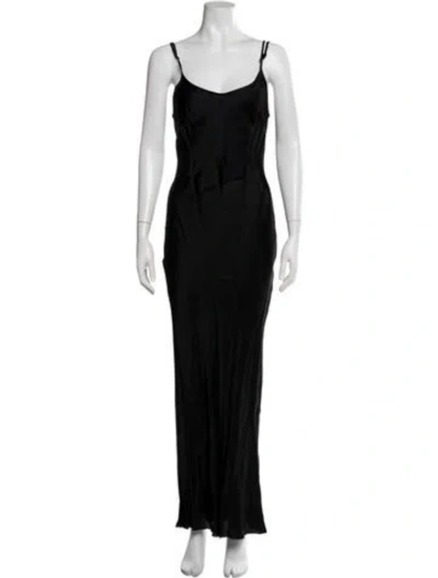 Pre-owned Paris Georgia Scoop Neck Long Dress In Gray