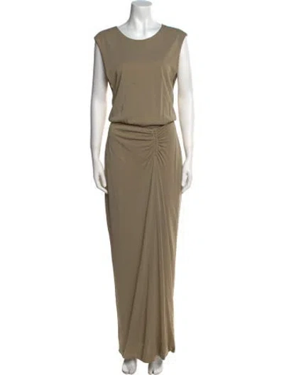 Pre-owned Paris Georgia Scoop Neck Long Dress In Neutral