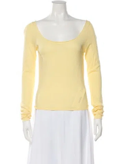 Pre-owned Paris Georgia Scoop Neck Long Sleeve Top In Yellow