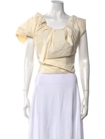 Pre-owned Paris Georgia Scoop Neck Short Sleeve Top In Neutrals