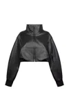 Paris Georgia Seb Cropped Leather Bomber Jacket In Black
