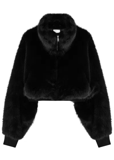 Paris Georgia Seb Faux Fur Bomber Jacket In Black