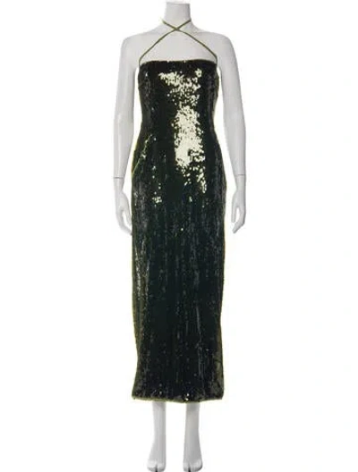 Pre-owned Paris Georgia Sequin Long Dress In Black