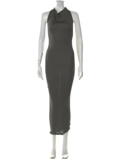 Pre-owned Paris Georgia Silk Long Dress In Green