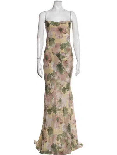 Pre-owned Paris Georgia Silk Long Dress In Multicolor