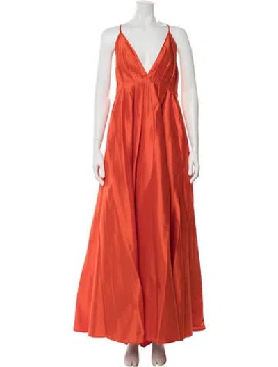 Pre-owned Paris Georgia Silk Long Dress In Orange
