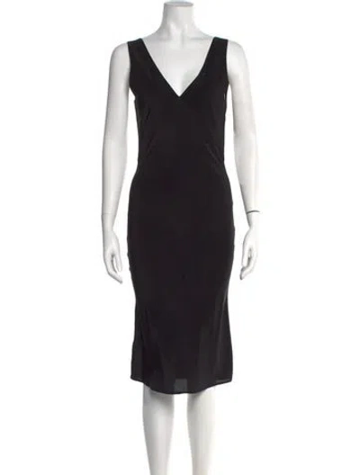 Pre-owned Paris Georgia Silk Midi Length Dress In Black