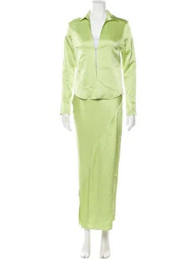 Pre-owned Paris Georgia Silk Skirt Set In Green