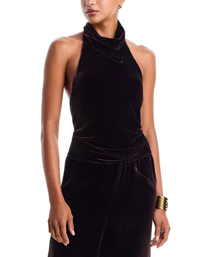 Paris Georgia Silk Velvet Halter Top In Black