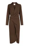 Paris Georgia Simone Wrap-front Midi Dress In Brown