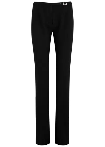 Paris Georgia Sleek Belted Slim-leg Trousers In Black