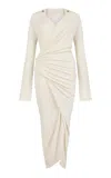 Paris Georgia Slinky Wrap-front Midi Shirt Dress In Ivory