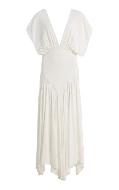 Paris Georgia Sloane Ruffled Midi Dress In White