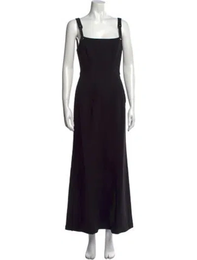 Pre-owned Paris Georgia Square Neckline Long Dress In Black
