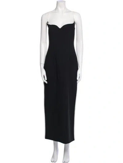 Pre-owned Paris Georgia Square Neckline Long Dress In Black