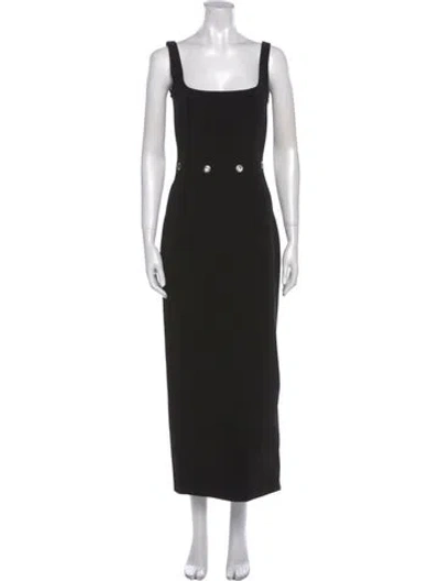 Pre-owned Paris Georgia Square Neckline Long Dress In Black