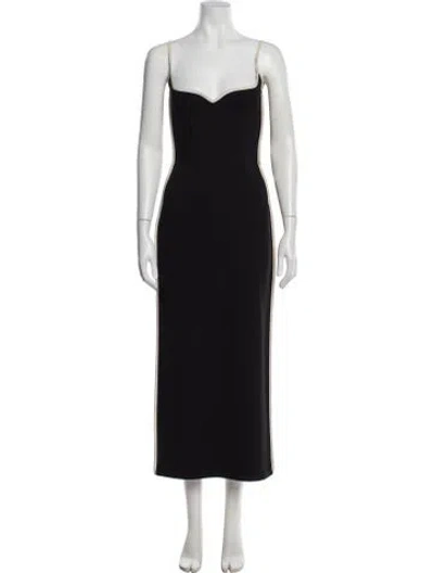 Pre-owned Paris Georgia Square Neckline Long Dress In Black