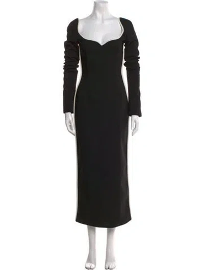 Pre-owned Paris Georgia Square Neckline Long Dress In Black